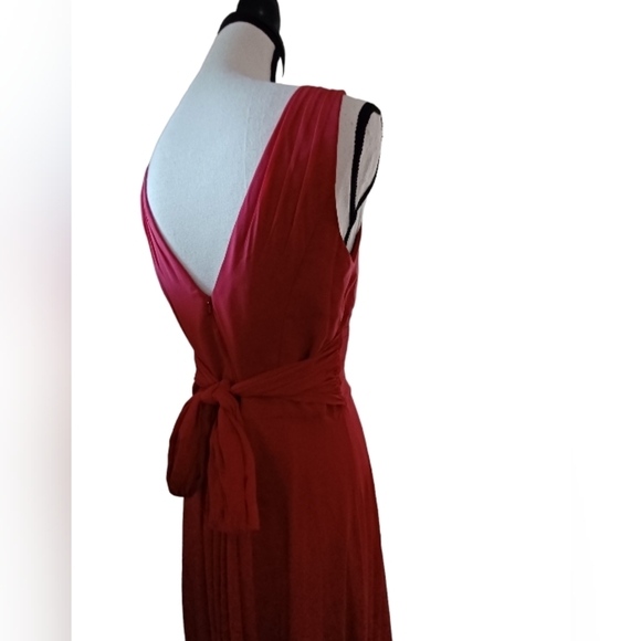 Long Tank Red Chiffon 8 Formal Holiday Dress - Picture 6 of 11
